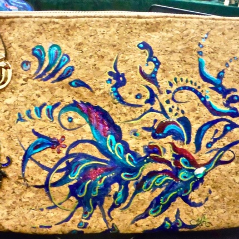Cork Handpainted Designer Purse - Picture 2 of 2